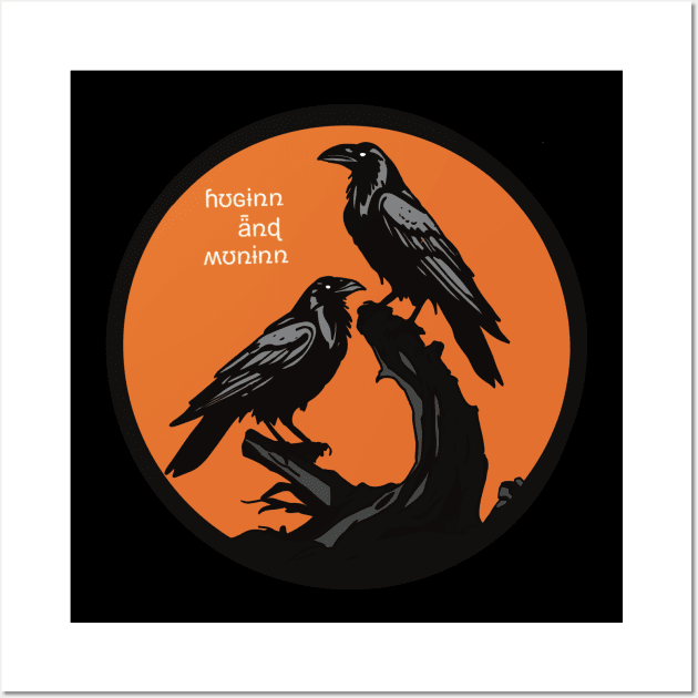 Huginn and Muninn Odin’s Ravens Wall Art by Nigh-designs